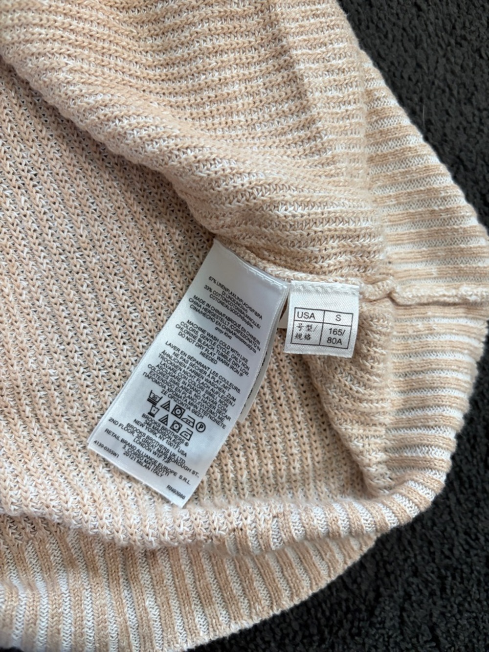 346 Brooks Brothers cream linen cotton blend‎ V neck sweater light-weight Small - Picture 10 of 10